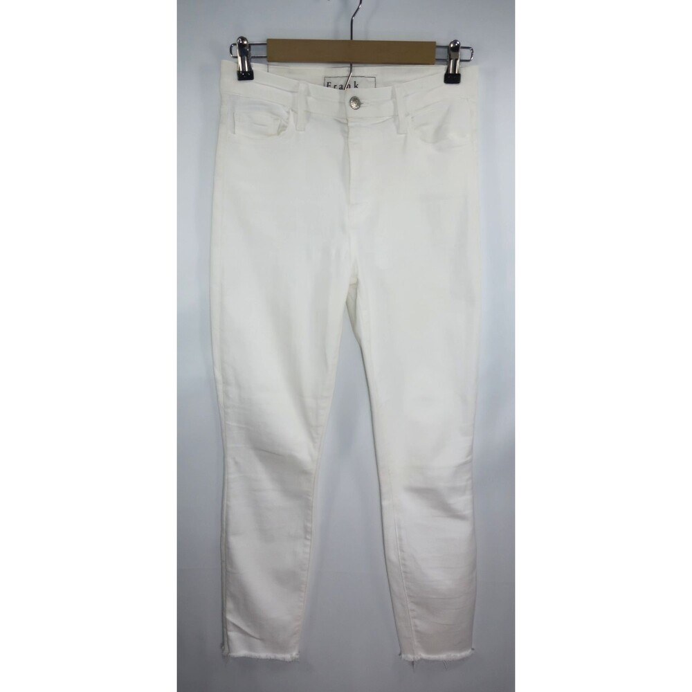 Frank & Eileen White Sligo Jeans Pants Stretchy Skinny Raw Hem Size 28 4 6 8